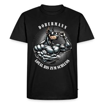 Doberman Loyal to the End Chemise pour chien musclé - T-shirt Premium bio Homme - noir - Devant - Nico (187cm)