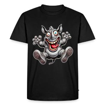 Rhino fou style bande dessinée Motif animal drôle - T-shirt Premium bio Homme - noir - Devant - Nico (187cm)