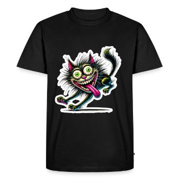 Chat fou style bande dessinée Motif animal drôle - T-shirt Premium bio Homme - noir - Devant - Nico (187cm)