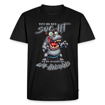Crazy hippo on the verge of madness comic book style - Men's Premium Organic T-Shirt - black - Front - Nico (187cm)