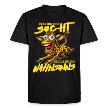 Girafe folle au bord de la folie, style bande dessinée - T-shirt Premium bio Homme - noir - Devant - Nico (187cm)