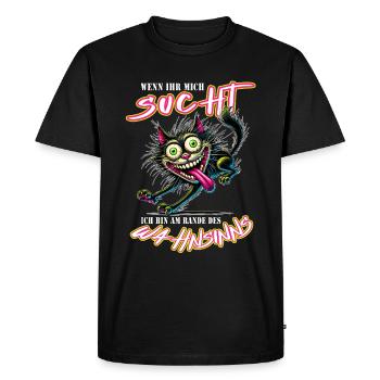 Crazy cat on the verge of madness comic book style - Men's Premium Organic T-Shirt - black - Front - Nico (187cm)