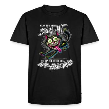 Chat au bord de la folie Style BD - T-shirt Premium bio Homme - noir - Devant - Nico (187cm)