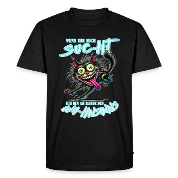 Crazy cat on the verge of madness comic book style - Men's Premium Organic T-Shirt - black - Front - Nico (187cm)