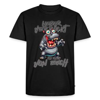 Hippopotame Mieux vaut être fou que l'un d'entre vous - T-shirt Premium bio Homme - noir - Devant - Nico (187cm)