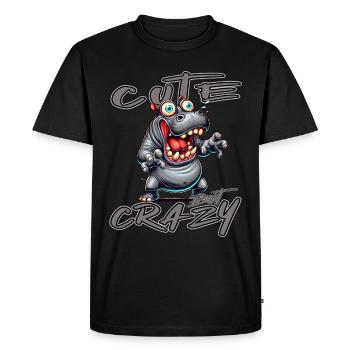 Motif drôle de bande dessinée hippopotame mignon mais fou - T-shirt Premium bio Homme - noir - Devant - Nico (187cm)