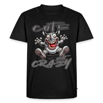 Motif drôle de bande dessinée de rhinocéros mignon mais fou - T-shirt Premium bio Homme - noir - Devant - Nico (187cm)