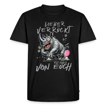 Crazy Hippopotamus Better crazy than one of - Men's Premium Organic T-Shirt - black - Front - Nico (187cm)