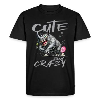Motif drôle de bande dessinée de rhinocéros mignon mais fou - T-shirt Premium bio Homme - noir - Devant - Nico (187cm)