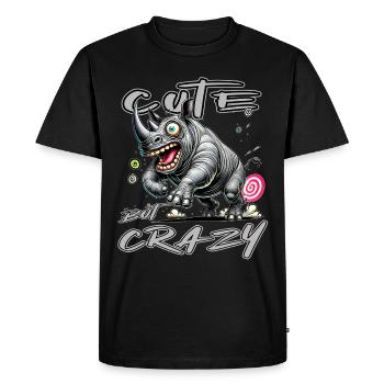 Motif drôle de bande dessinée de rhinocéros mignon mais fou - T-shirt Premium bio Homme - noir - Devant - Nico (187cm)