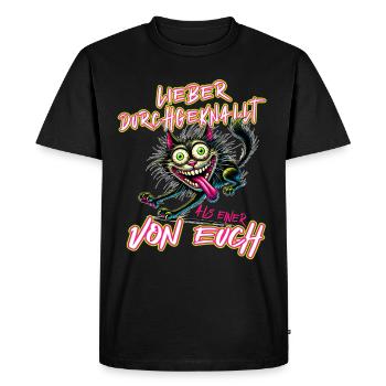 Chat fou Mieux vaut fou qu’un de - T-shirt Premium bio Homme - noir - Devant - Nico (187cm)