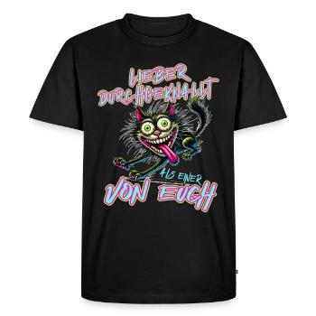 Chat fou Mieux vaut fou qu’un de - T-shirt Premium bio Homme - noir - Devant - Nico (187cm)