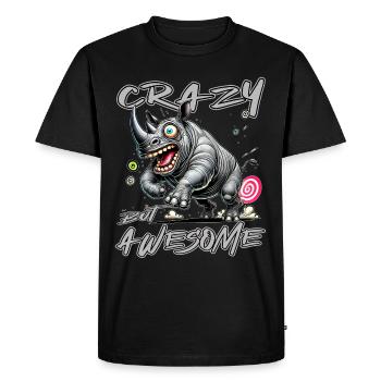Crazy but Awesome Rhino Comic Style - Men's Premium Organic T-Shirt - black - Front - Nico (187cm)