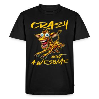 Crazy but Awesome Giraffe Comic Style - Men's Premium Organic T-Shirt - black - Front - Nico (187cm)