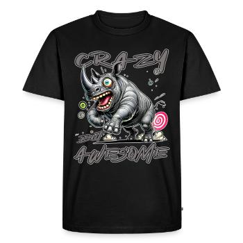 Crazy but Awesome Rhino Comic Style - Men's Premium Organic T-Shirt - black - Front - Nico (187cm)