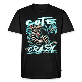 Motif drôle de bande dessinée de zèbre mignon mais fou - T-shirt Premium bio Homme - noir - Devant - Nico (187cm)