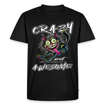 Crazy but Awesome cat comic style - Men's Premium Organic T-Shirt - black - Front - Nico (187cm)