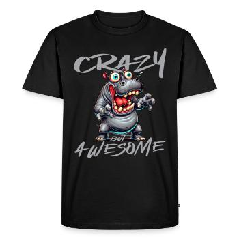 Crazy but Awesome Hippo Comic Style - Men's Premium Organic T-Shirt - black - Front - Nico (187cm)