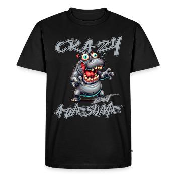 Crazy but Awesome Hippo Comic Style - Men's Premium Organic T-Shirt - black - Front - Nico (187cm)