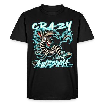 Crazy but Awesome Zebra Comic Stilb - Men's Premium Organic T-Shirt - black - Front - Nico (187cm)