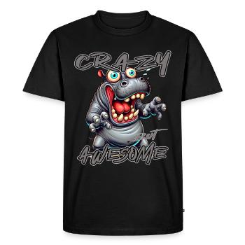 Crazy but Awesome Hippo Comic Style - Men's Premium Organic T-Shirt - black - Front - Nico (187cm)