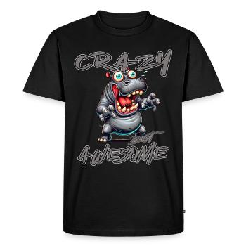 Crazy but Awesome Hippo Comic Style - Men's Premium Organic T-Shirt - black - Front - Nico (187cm)