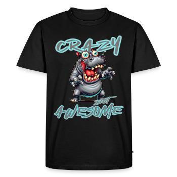 Crazy but Awesome Hippo Comic Style - Men's Premium Organic T-Shirt - black - Front - Nico (187cm)