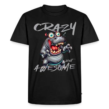 Crazy but Awesome Hippo Comic Style - Men's Premium Organic T-Shirt - black - Front - Nico (187cm)