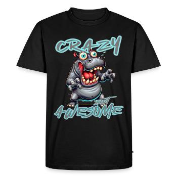 Crazy but Awesome Hippo Comic Style - Men's Premium Organic T-Shirt - black - Front - Nico (187cm)