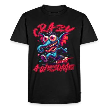 Crazy but Awesome - Style bande dessinée éléphant - T-shirt Premium bio Homme - noir - Devant - Nico (187cm)