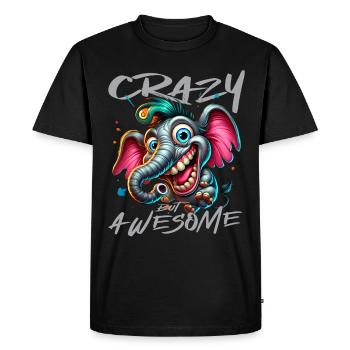 Style de bande dessinée d’éléphant fou mais génial - T-shirt Premium bio Homme - noir - Devant - Nico (187cm)