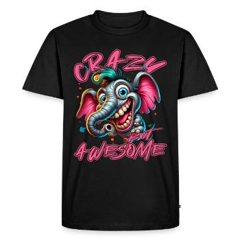 Style de bande dessinée d’éléphant fou mais génial - T-shirt Premium bio Homme - noir - Devant - Nico (187cm)