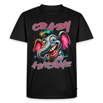 Crazy but Awesome - Style bande dessinée éléphant - T-shirt Premium bio Homme - noir - Devant - Nico (187cm)