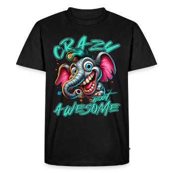 Style de bande dessinée d’éléphant fou mais génial - T-shirt Premium bio Homme - noir - Devant - Nico (187cm)