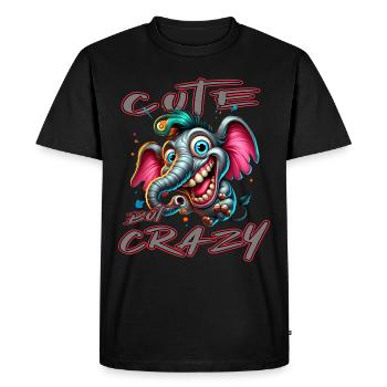 Style de bande dessinée éléphant mignon mais fou - T-shirt Premium bio Homme - noir - Devant - Nico (187cm)