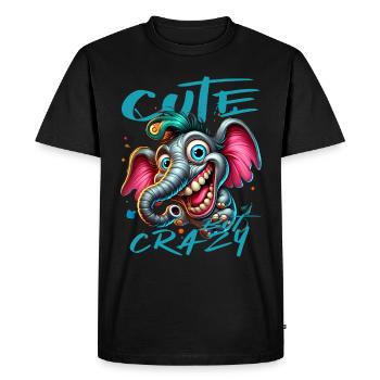 Style de bande dessinée éléphant mignon mais fou - T-shirt Premium bio Homme - noir - Devant - Nico (187cm)