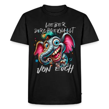 Mieux vaut être fou que l’un d’entre vous – éléphant - T-shirt Premium bio Homme - noir - Devant - Nico (187cm)
