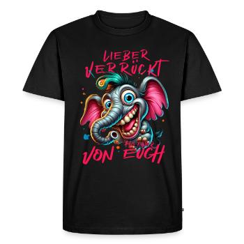 Mieux vaut être fou que l’un d’entre vous – éléphant - T-shirt Premium bio Homme - noir - Devant - Nico (187cm)