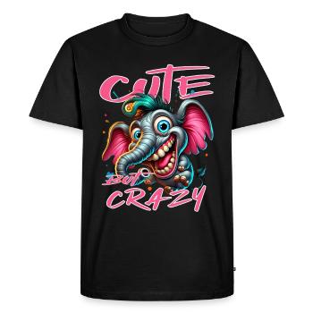 Style de bande dessinée éléphant mignon mais fou - T-shirt Premium bio Homme - noir - Devant - Nico (187cm)