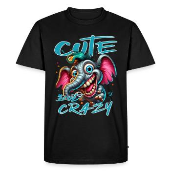 Style de bande dessinée éléphant mignon mais fou - T-shirt Premium bio Homme - noir - Devant - Nico (187cm)