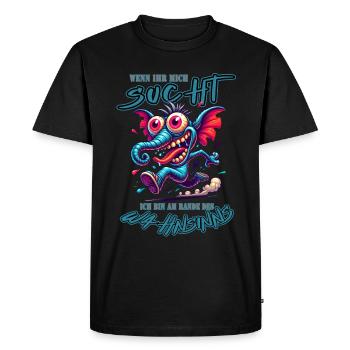 Si vous me cherchez, je suis au bord de la folie - T-shirt Premium bio Homme - noir - Devant - Nico (187cm)