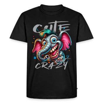 Style de bande dessinée éléphant mignon mais fou - T-shirt Premium bio Homme - noir - Devant - Nico (187cm)