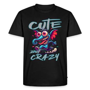 Style de bande dessinée éléphant mignon mais fou - T-shirt Premium bio Homme - noir - Devant - Nico (187cm)