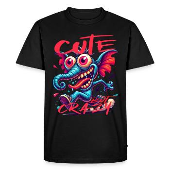 Style de bande dessinée éléphant mignon mais fou - T-shirt Premium bio Homme - noir - Devant - Nico (187cm)