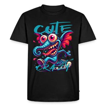 Style de bande dessinée éléphant mignon mais fou - T-shirt Premium bio Homme - noir - Devant - Nico (187cm)