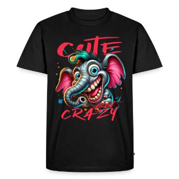 Style de bande dessinée éléphant mignon mais fou - T-shirt Premium bio Homme - noir - Devant - Nico (187cm)