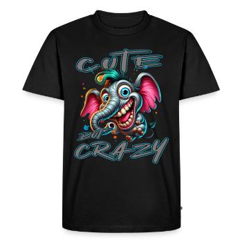 Style de bande dessinée éléphant mignon mais fou - T-shirt Premium bio Homme - noir - Devant - Nico (187cm)