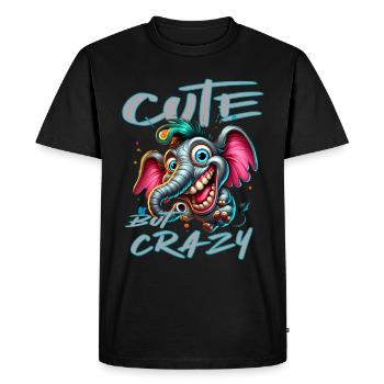 Style de bande dessinée éléphant mignon mais fou - T-shirt Premium bio Homme - noir - Devant - Nico (187cm)