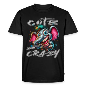 Style de bande dessinée éléphant mignon mais fou - T-shirt Premium bio Homme - noir - Devant - Nico (187cm)
