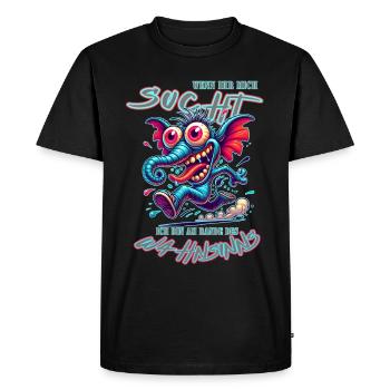 Si vous me cherchez, je suis au bord de la folie - T-shirt Premium bio Homme - noir - Devant - Nico (187cm)